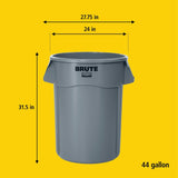 Contenant Brute gris - 44 gallons