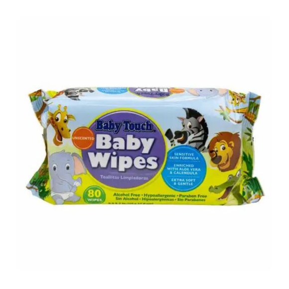 BABY TOUCH - Lingettes humides pour bébé sans fragrance - 80/pqt