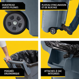 Contenant Brute gris sur Roues - 44 gallons