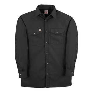 N247 Chemise de Travail à Bouton-Pression Manche Longue Noir