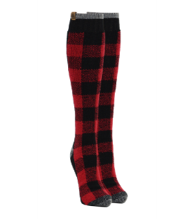 KODIAK bas de laine aux genoux pour femme à carreaux rouge et noir