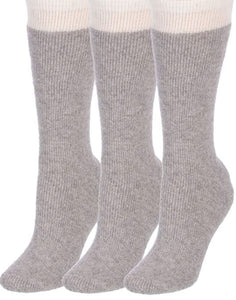 Lot de 3 paires de chaussettes thermiques en laine très résistantes pour l'hiver Gris