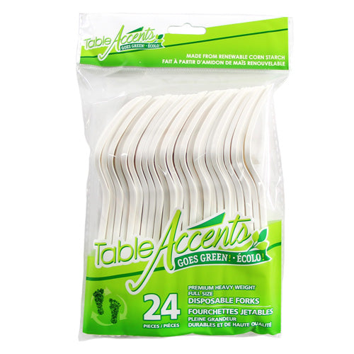 Fourchettes Jetables en Bioplastique - 24/paquet