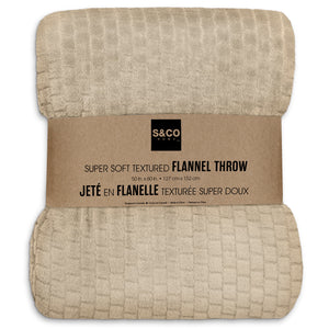 Jeté en flanelle texturé imitation brique taupe