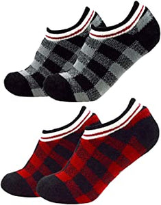 kODIAK chaussettes avec doublure en fausse sherpa, antidérapantes, super douces, confortables et idéales pour l'hiver et l'automne, motif écossais rouge et gris