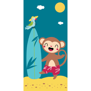Serviette de plage singe à la plage