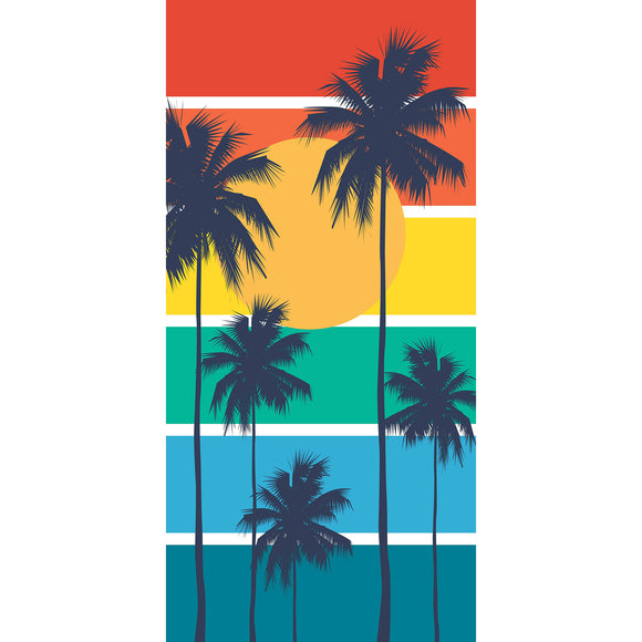 Serviette de plage en velours imprimé palmiers