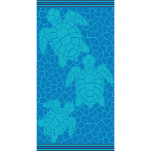 Serviette de plage en double jacquard velours tortue de mer